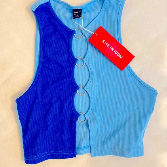 Cotten Candy LA Blue Satin Skirt & Shein Cropped Tank Top - Picture 6 of 7